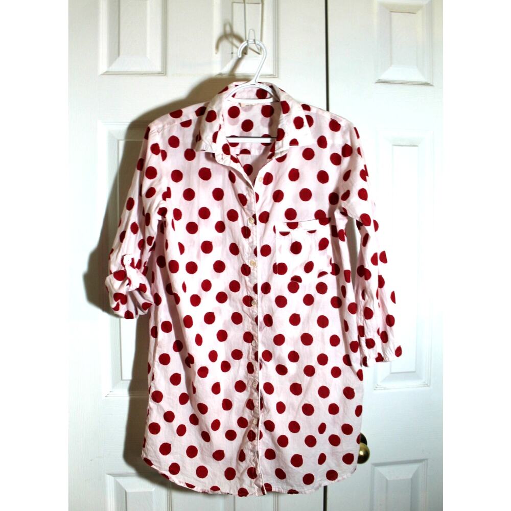 Julia Amory Noel Rouge Polka Dot Husband Shirt sz S - Picture 2 of 4